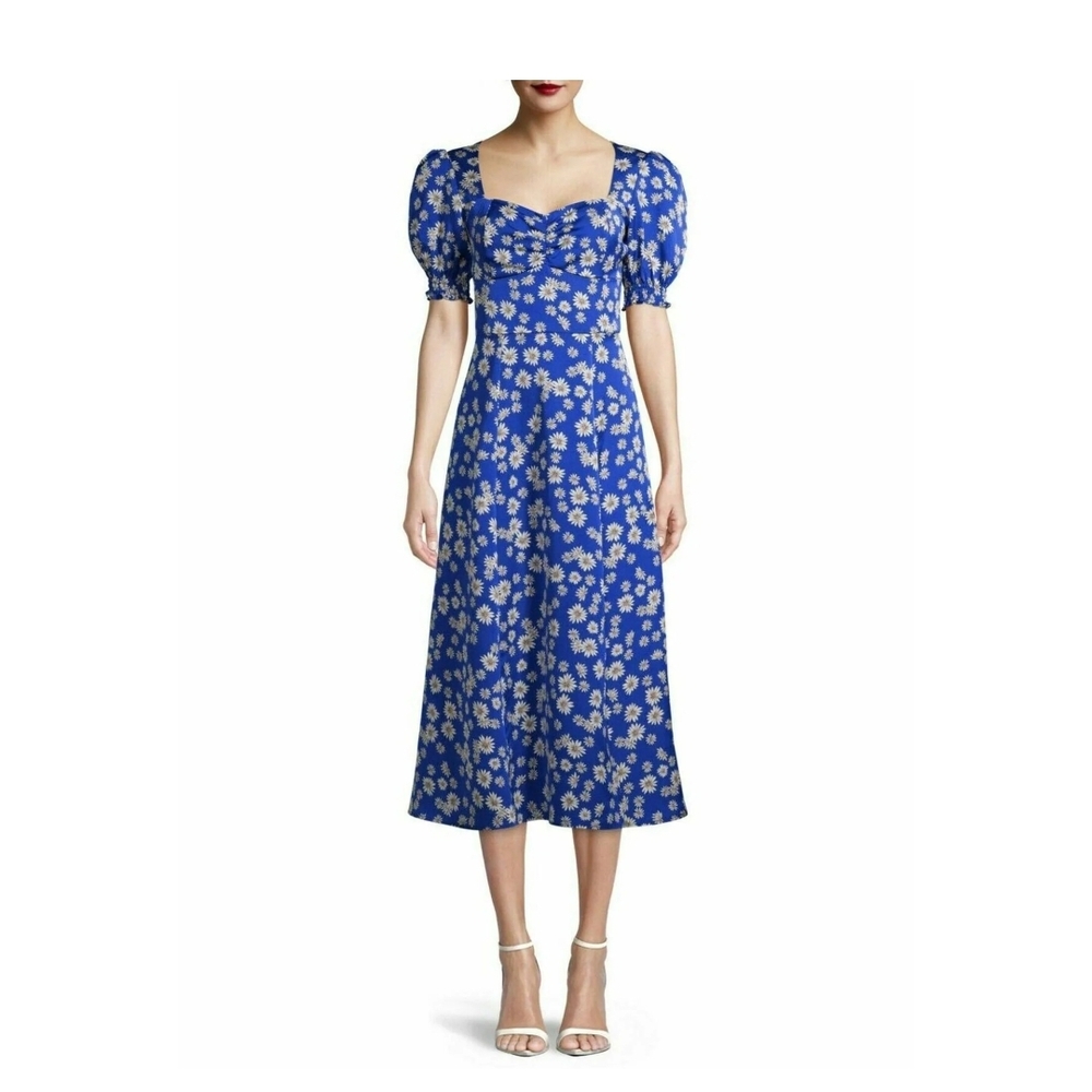 Beautiful Blue Floral Midi Dress